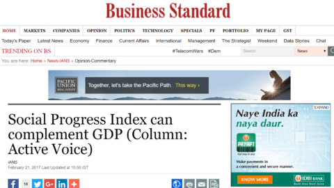 Social Progress Index can complement GDP